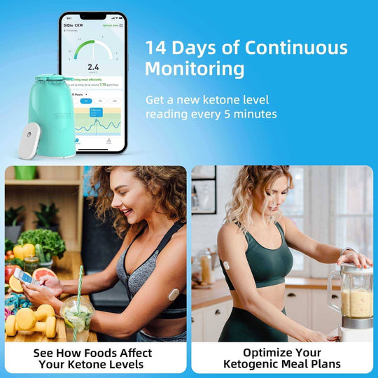 SiBio KS1 Continuous Ketone Monitoring System (CKM) - Real-Time Tracking, 24/7 Usage for 14 Days, Waterproof, No Fingersticks